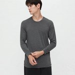 UNIQLO Heattech - мужская футболка с круглым вырезом и рукавами 9/4 - серая