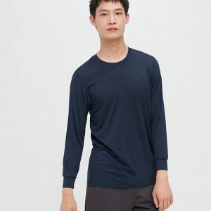 UNIQLO Heattech - мужская футболка с круглым вырезом и рукавами 9/4 - темно-синяя