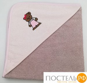 Уголок дет. махровый с вышивкой Медвежонок (коричневый) 70x70