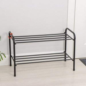 Подставка для обуви, 2 яруса, 65х30х40 см, цвет чёрный