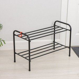 Подставка для обуви, 2 яруса, 65х30х40 см, цвет чёрный