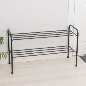 Подставка для обуви, 2 яруса, 82,5x32x48,5 см, чёрная