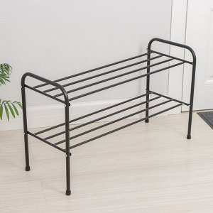 Подставка для обуви, 2 яруса, 82,5x32x48,5 см, чёрная
