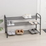 Подставка для обуви, 3 полки, 82,5x32x48,5 см, чёрная