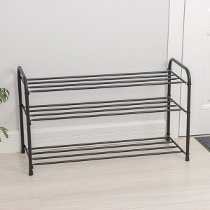 Подставка для обуви, 3 полки, 82,5х32х48,5 см, чёрная