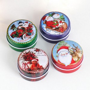 СИМА-ЛЕНД Шкатулка металл круг &quot;Зимняя сказка&quot; МИКС 4х4х2,8 см
