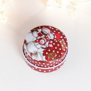 СИМА-ЛЕНД Шкатулка металл круг &quot;Зимняя сказка&quot; МИКС 4х4х2,8 см