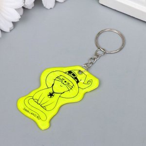 Брелок пластик светоотражающий "Кошка-ведьмочка" МИКС 5,7х3,9 см