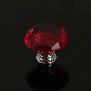 Ручка кнопка CAPPIO, цвет красный "Алмаз", стеклянная, d=40 мм