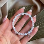 Браслет &quot;Сердце&quot; из Лунного камня и  голубого Агата