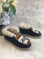 Тапочки домашние зимние с мехом и узором
