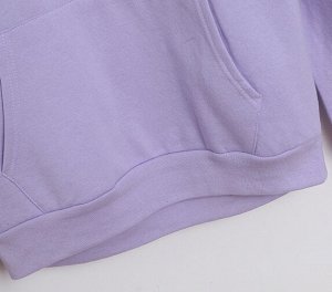Толстовка на флисе с капюшоном и принтом, фиолетовый