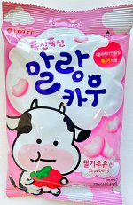 LOTTE &quot;MALANG COW (STRAWBERRY MILK)&quot; Мягкая молочная карамель 79 г, п/п,