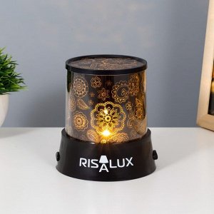 RISALUX Ночник-проектор &quot;МеХенди&quot; LED USB/от батареек черный 10,8Х10,8Х11,5 см