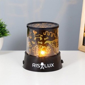 RISALUX Ночник-проектор &quot;Динозавры&quot; LED USB/от батареек черный 10,8Х10,8Х11,5 см