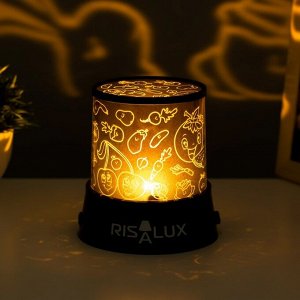 RISALUX Ночник-проектор &quot;Свежие фрукты&quot; LED USB/от батареек черный 10,8Х10,8Х11,5 см