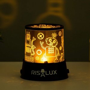Ночник-проектор "Роботы" LED USB/от батареек черный 10,8х10,8х11,5 см RISALUX