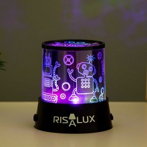 Ночник-проектор "Роботы" LED USB/от батареек черный 10,8х10,8х11,5 см RISALUX