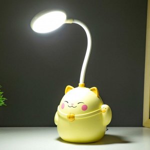 Настольная лампа "Манэки" LED 3Вт АКБ USB бежевый 11,5х10х30 см