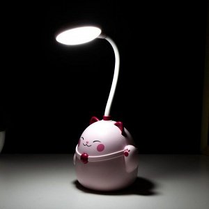 Настольная лампа "Манэки" LED 3Вт АКБ USB розовый 11,5х10х30 см RISALUX
