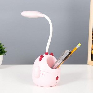 Настольная лампа "Манэки" LED 3Вт АКБ USB розовый 11,5х10х30 см
