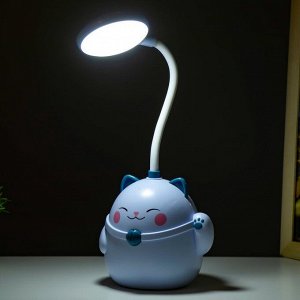 Настольная лампа "Манэки" LED 3Вт АКБ USB голубой 11,5х10х30 см