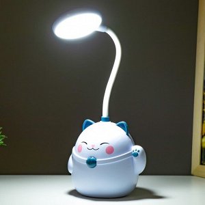 Настольная лампа "Манэки" LED 3Вт АКБ USB голубой 11,5х10х30 см