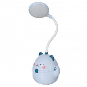 Настольная лампа "Манэки" LED 3Вт АКБ USB голубой 11,5х10х30 см RISALUX