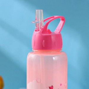 Бутылка для воды «Единороги», с трубочкой, 850 мл, цвет МИКС