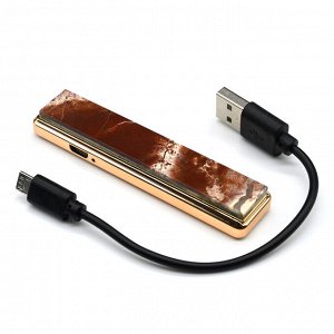 Зажигалка подарочная USB с накладкой из яшмы 86*20*10мм