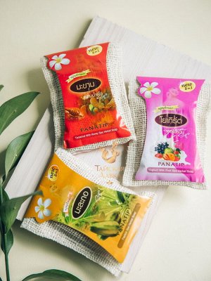 Спа-мыло в мочалке из люфы "Фруктовый Йогурт" Panatip / Panatip Yoghurt With Fruit Spa Herbal Soap With Loofah Bag