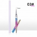 Кисть для ногтей №3 в металлическом радужной корпусе 1 шт.