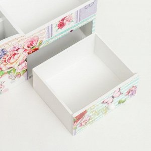 Шкатулка-органайзер для украшений «Бабочки и розы», с зеркалом, дерево, 10.8?18.5?10 см