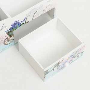 Шкатулка-органайзер для украшений «Тележка с лавандой», с зеркалом, дерево, 10.8?18.5?10 см