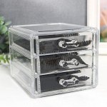 Шкатулка пластик &quot;Комод 3 ящика&quot; прозрачная 10х14,5х12 см