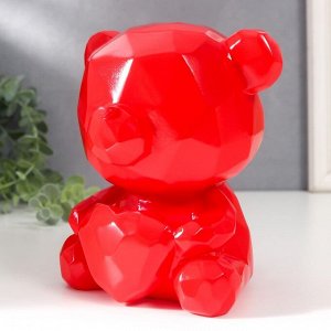 Копилка пластик "Медвежонок с сердцем" красный 14,5х14х17 см