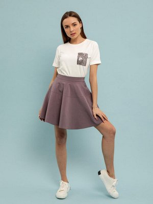 Юбка-солнце с кокеткой в дымчатом фиолетовом цвете