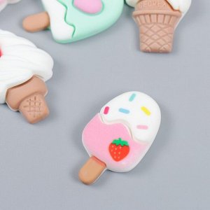 Декор для творчества пластик «Мороженое», набор 6 шт., 3x2 см