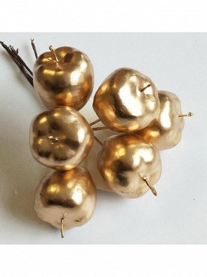 Яблоки на вставках набор 6 шт D3 х 12 см цвет золотой