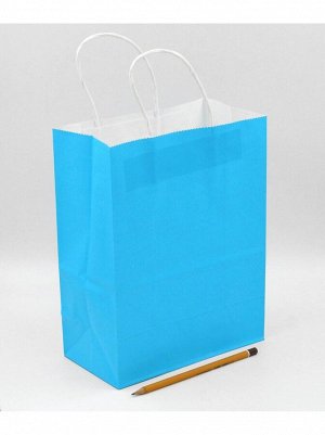 Пакет крафт 21 х27 х11 см цвет голубой HS-42-3