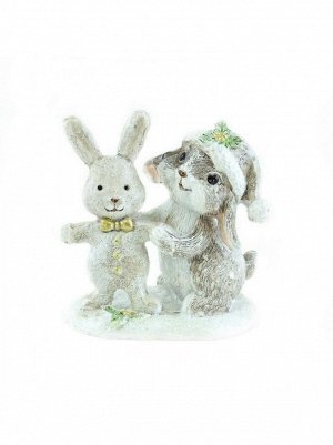 Кролик с игрушкой сувенир H8,5 х8 х5 см полирезин цвет серый BH211033BL