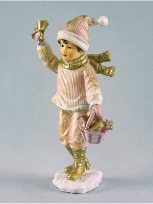 Мальчик с колокольчиком сувенир 12,5 х 7 см цвет золотой/розовый A1846147S