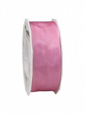 Лента декортивная 40 мм х 25 м с проволокой цвет розовый Арт 464 40 25-604