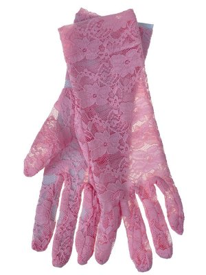 Гипюровые ажурные перчатки, цвет розовый