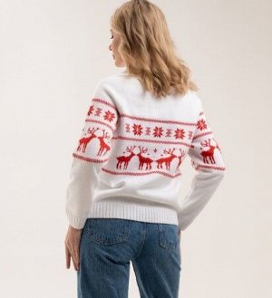 Свитер Женский трикотажный свитер новогодней тематики, который можно использовать как подарок, так и лично для себя. Подойдёт для повседневной носки, прогулок, праздничной фотосессии. Согреет зимой и 