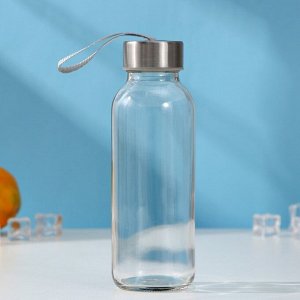 Бутылка для воды стеклянная в чехле «Идея», 300 мл, h=17,5 см, рисунок МИКС