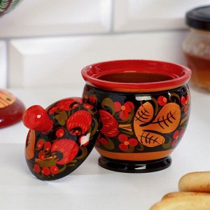 Солонка «Ягодка», с крышкой, 6?7 см, хохлома