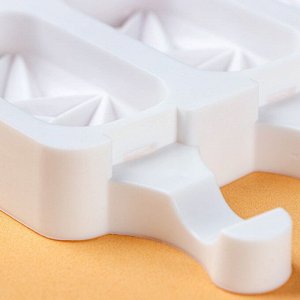 Форма для мороженого «Кристалл», 4 ячейки, 19x12,5x2,2 см, цвет белый