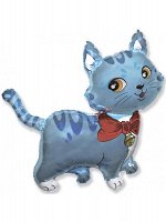 Фольга шар Милый котенок голубой 13&quot;/33 см 1шт Испания