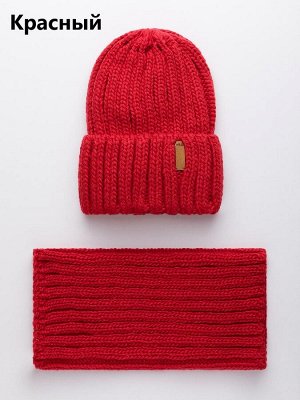Женский комплект двойной (шапка+шарф) на флисе цвета в таблице для заказа